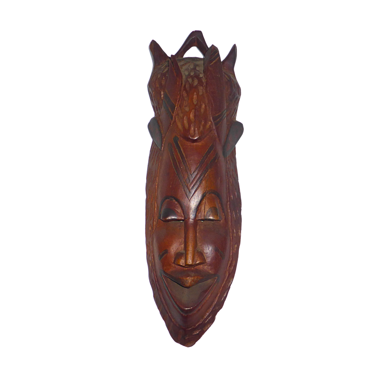 CARVED WOODEN WALL MASK.