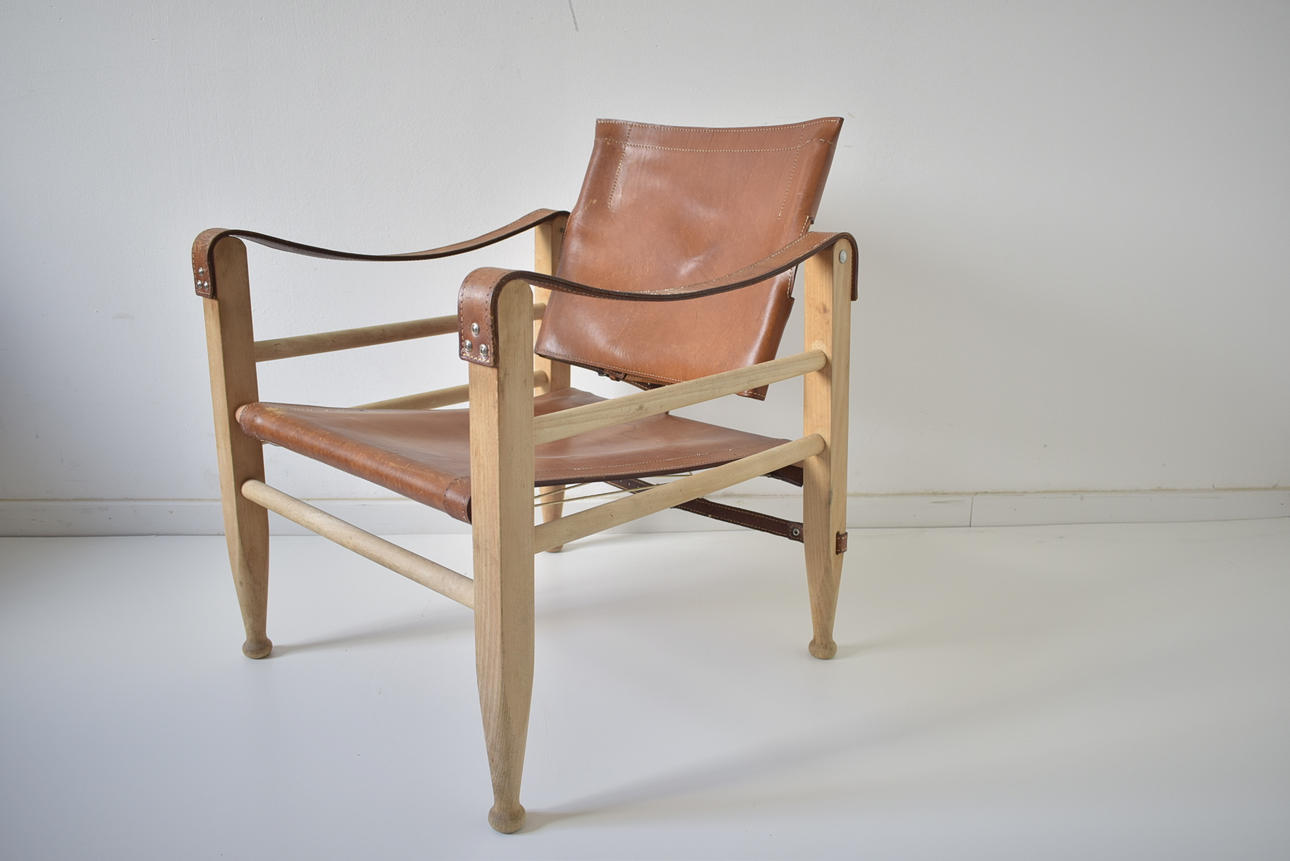 DANSKGJORD SAFARISTOL BRUNT LÄDER, 1900-TAL.