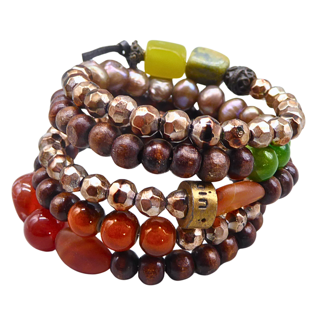 MARC CAIN MULTI-STRAND BEADED WRAP BRACELET.