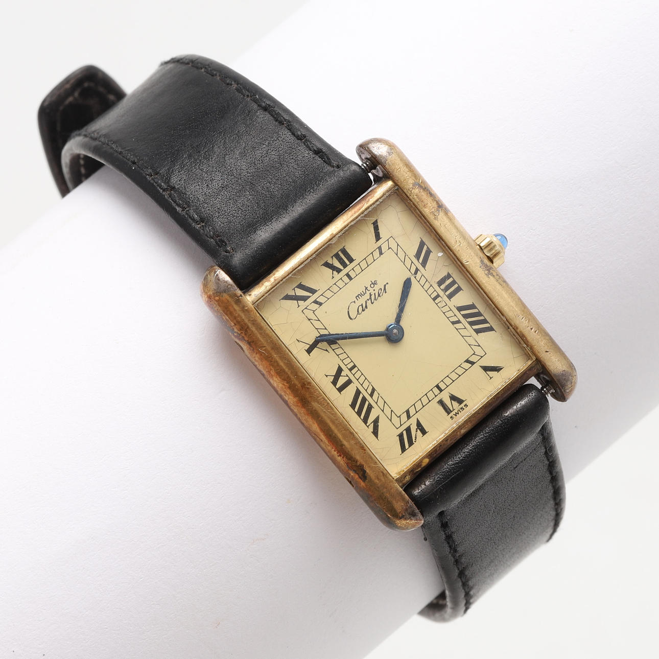 ARMBANDSUR, Must De CARTIER, Tank, Argent Förgyllt silver, Quartz, Schweiz. 1980-tal.
