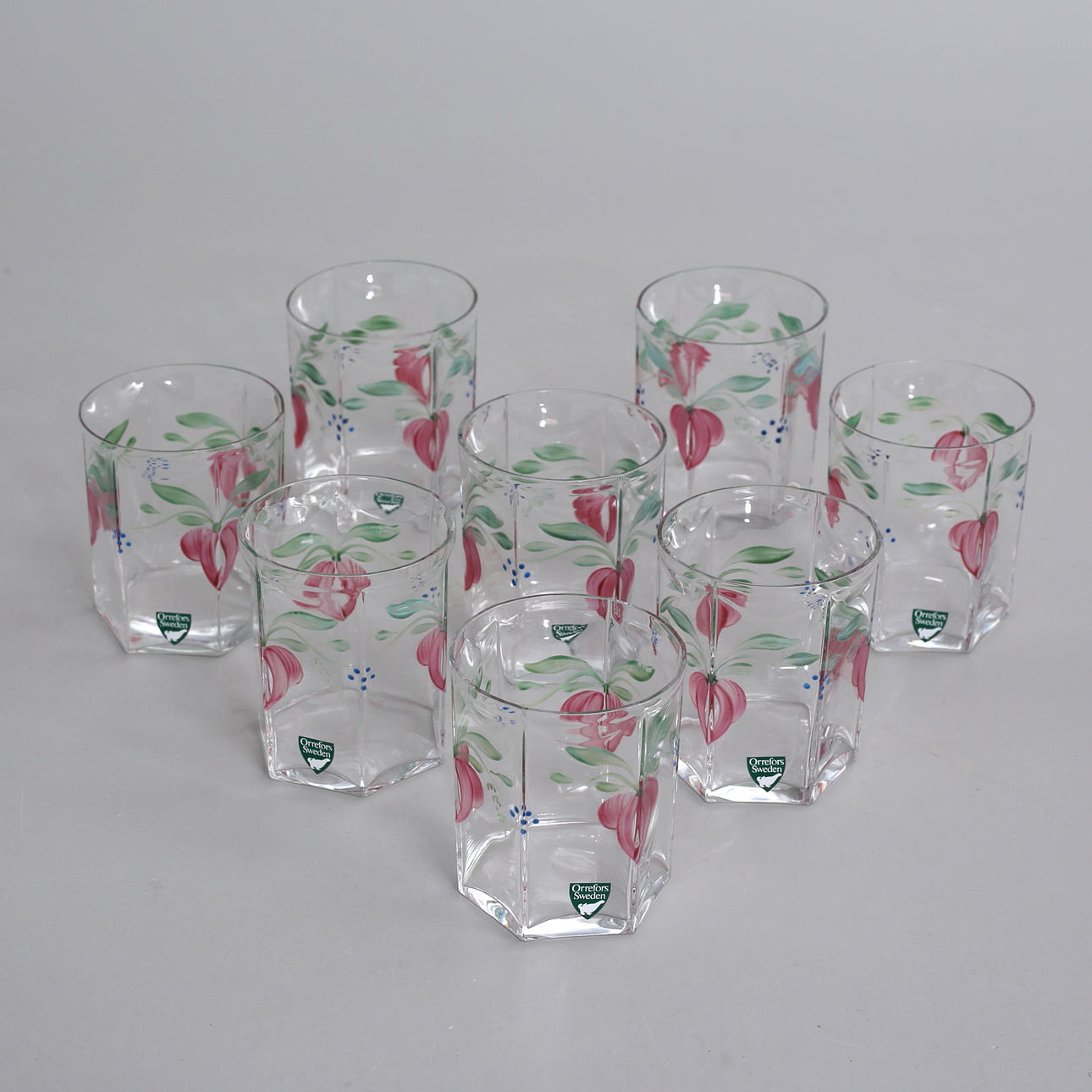 SELTER GLASSES, 8 pcs, "Maja", Eva Englund, Orrefors.