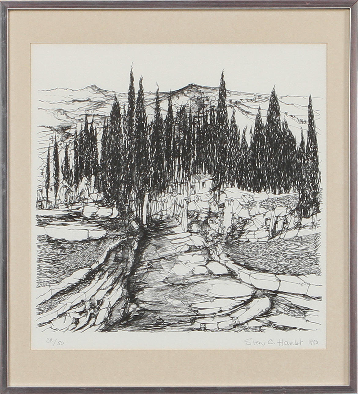 SVEN O HAMLET. Landskap, 3 st, 2 st olja på duk samt litografi, sign o numrerad 38/50.