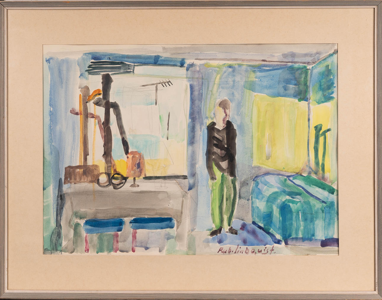 RUDOLF LINDQVIST. Mixed media on paper, signed.