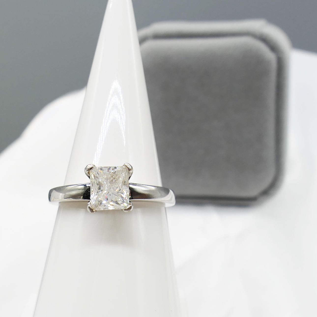 1.69CT PRINCESS CUT DIAMOND solitaire ring.