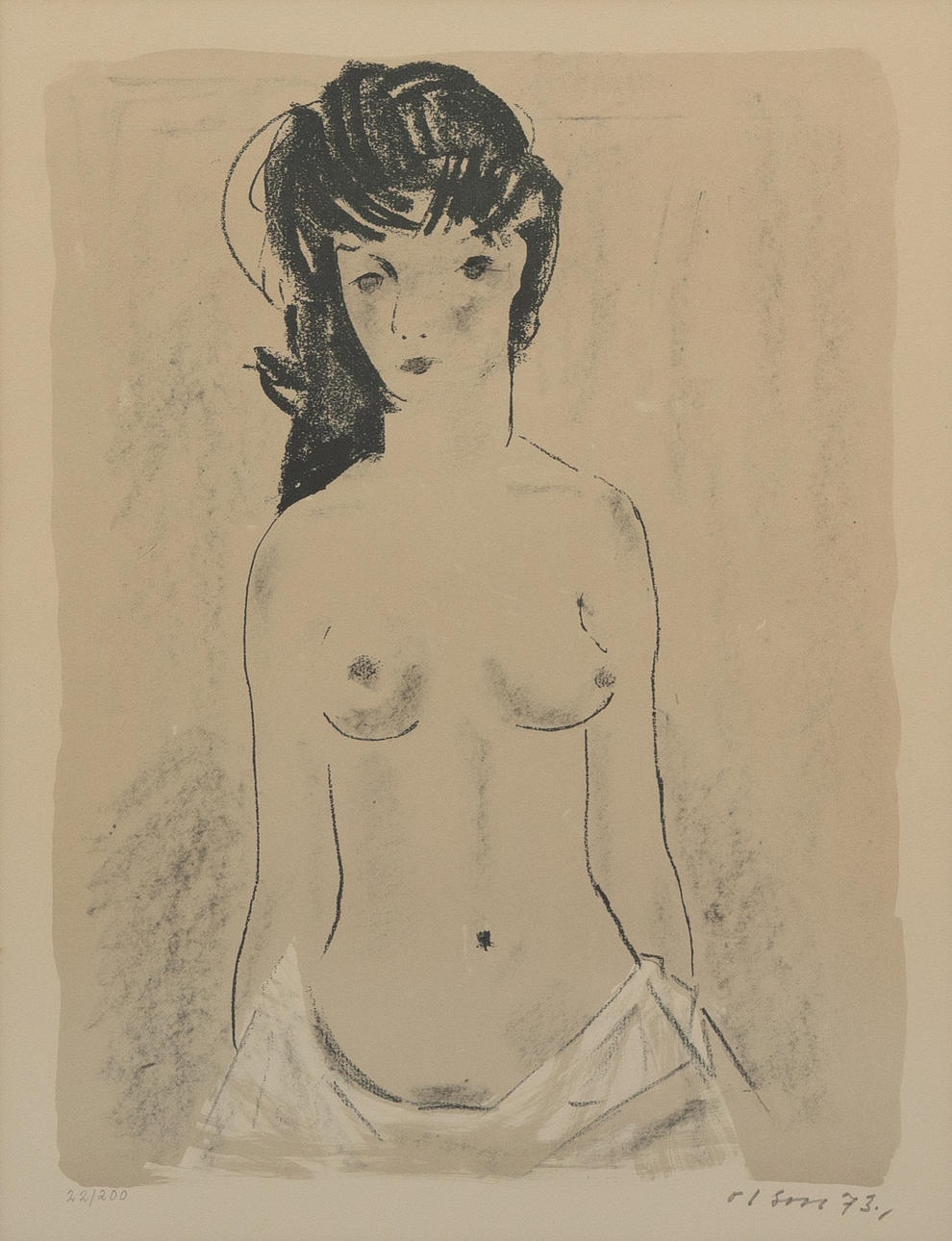 OVE OLSON. Modell, lithograph no. 22/200 signed and dated -73.