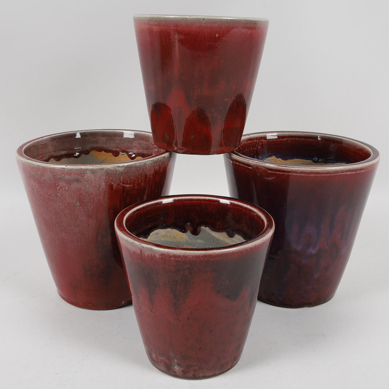 JARDINIÈRES, 4 pcs, glazed ceramic, contemporary.