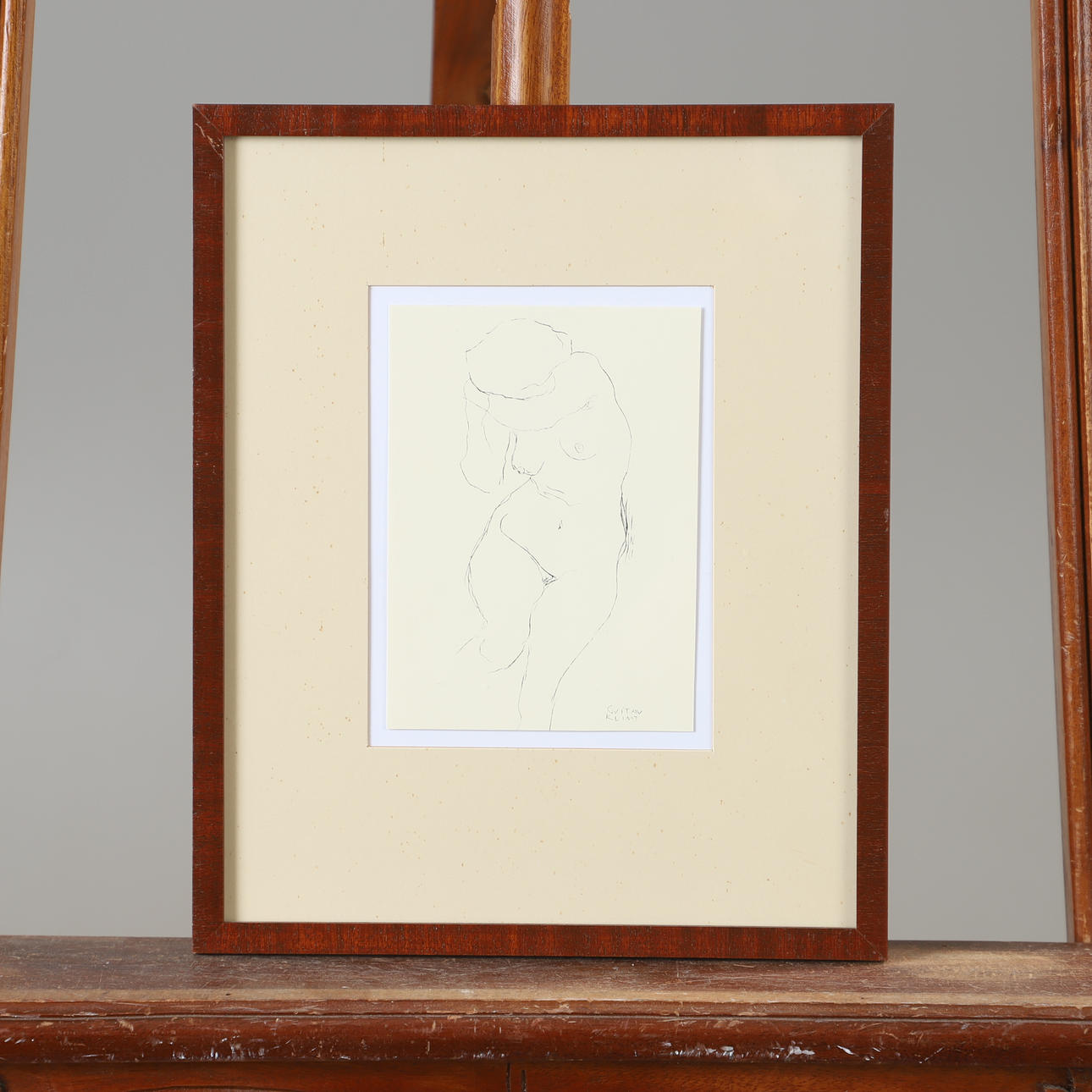 GUSTAV KLIMT. EFTER. "Akt-studie". Tryck, signerad i trycket.