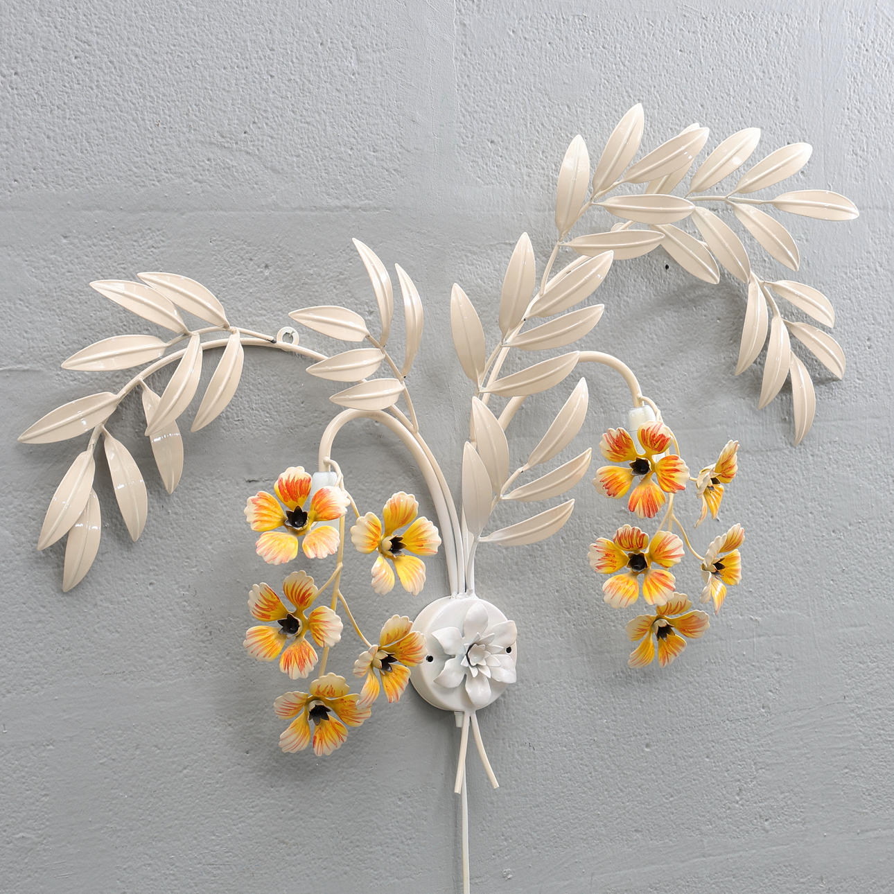 WALL LAMP, white-painted sheet metal, circa 1980s.