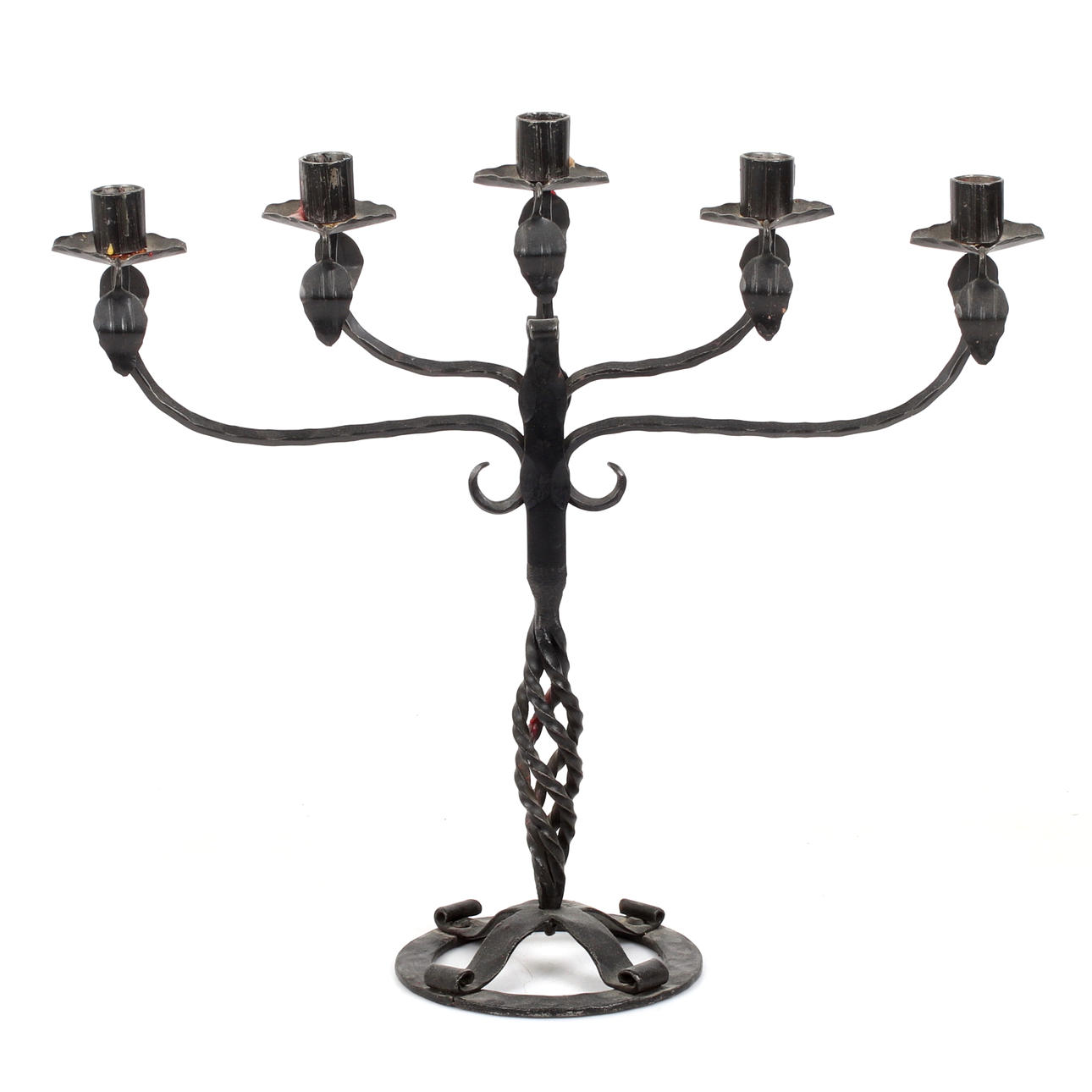 CANDELABRA/CANDLESTICK, wrought iron. 20th century.