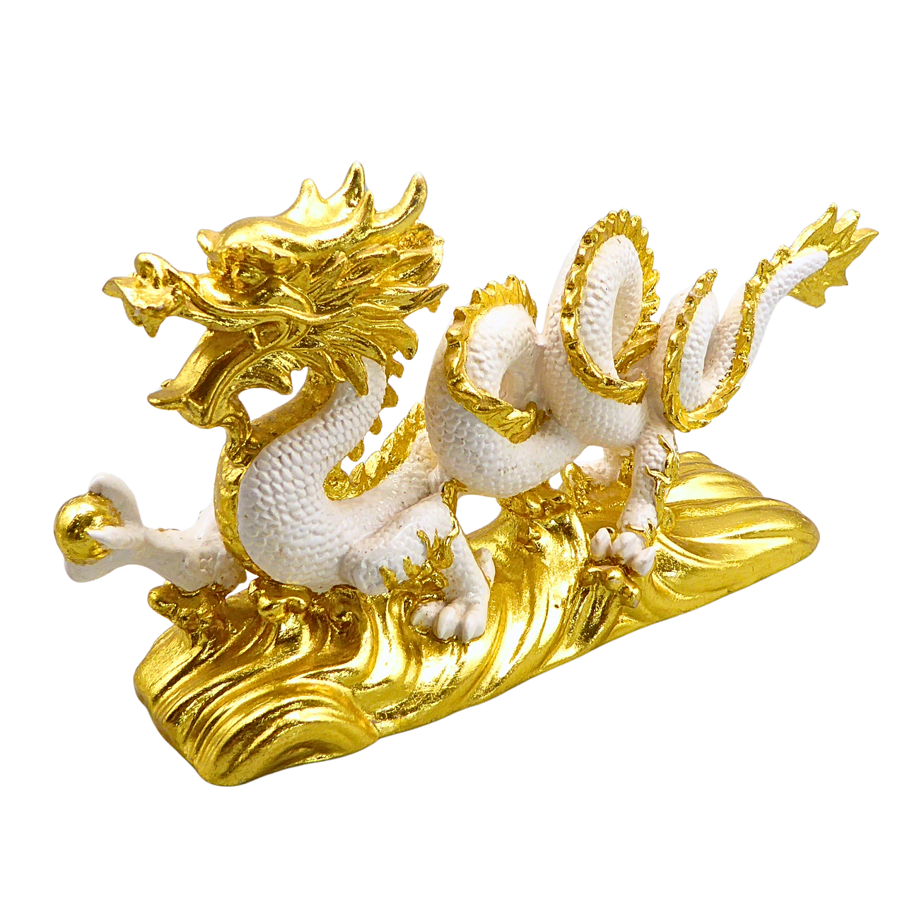 CHINESE DRAGON STATUE ON WAVE BASE.