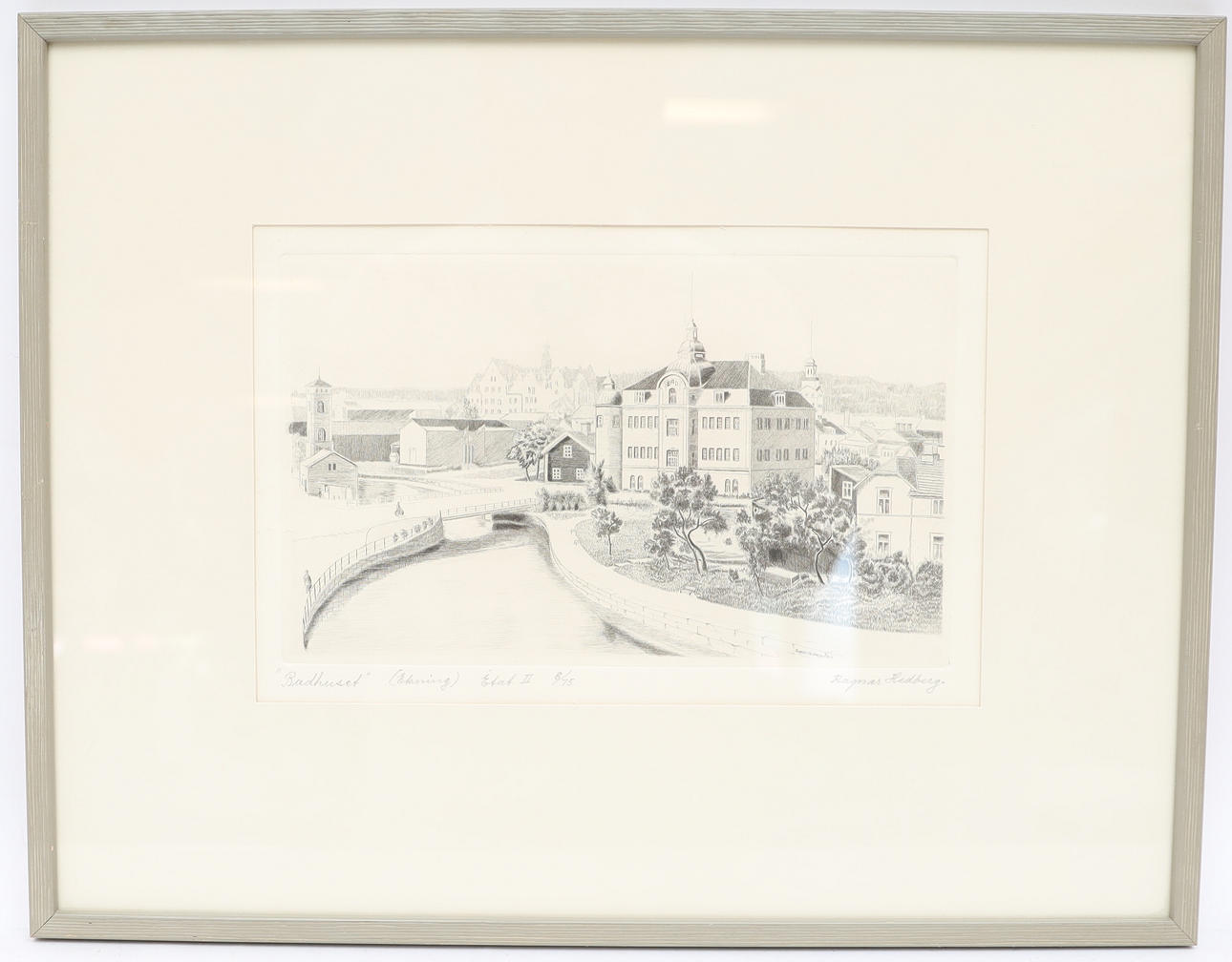 RAGNAR HEDBERG. "Badhuset" etching, signed and numbered.