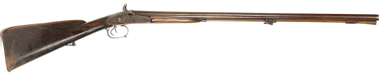 PERCUSSION DOUBLE BARREL SHOTGUN.