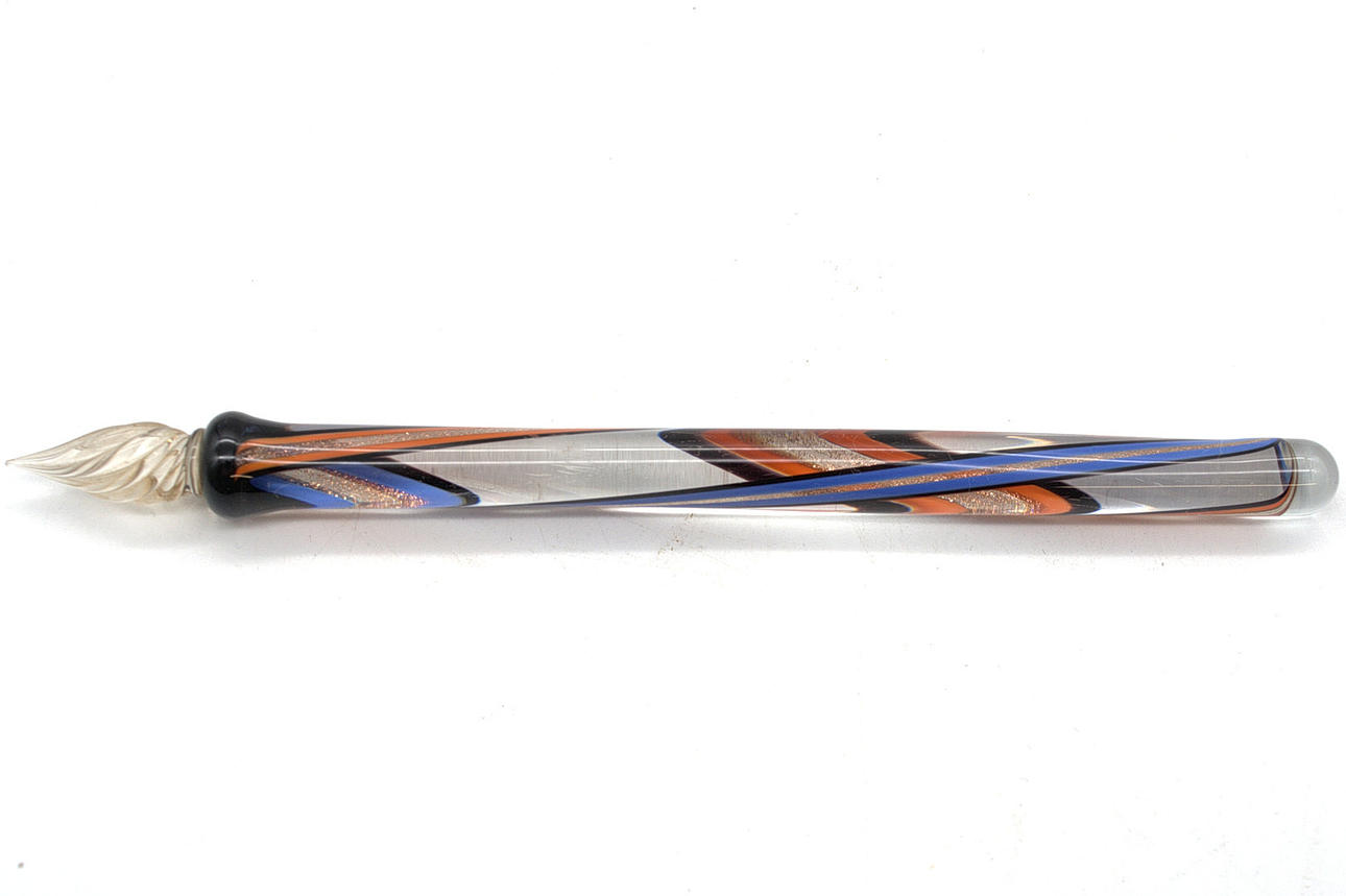 MURANO STIRRING ROD MULTICOLOURED WITH GOLD FLECKING.