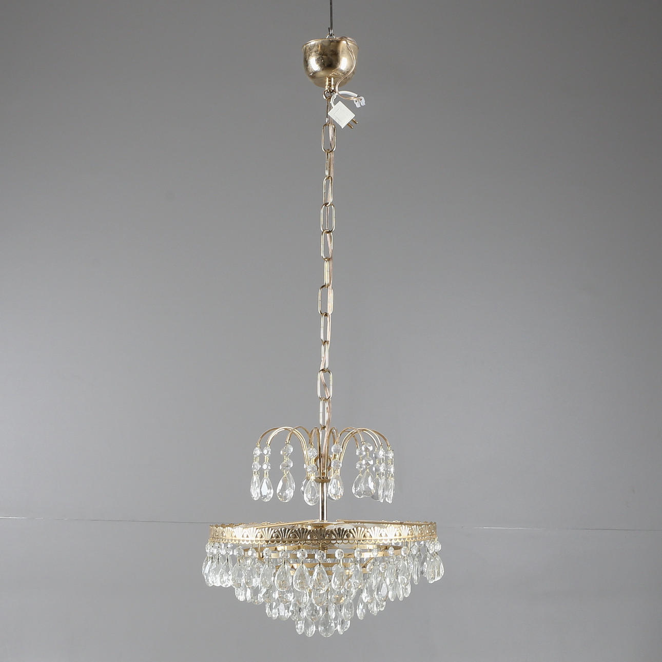 KRISTALLKRONA, mässing 1900-tal.