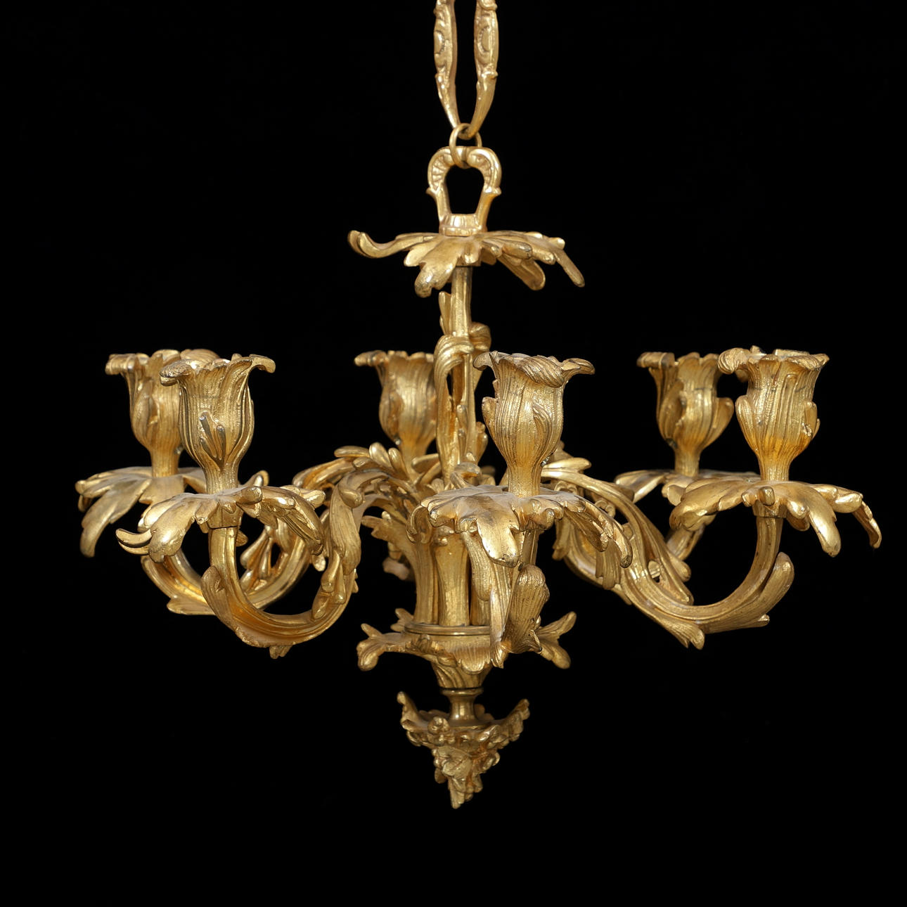 CEILING CANDELABRA, brass, mid-20th century.