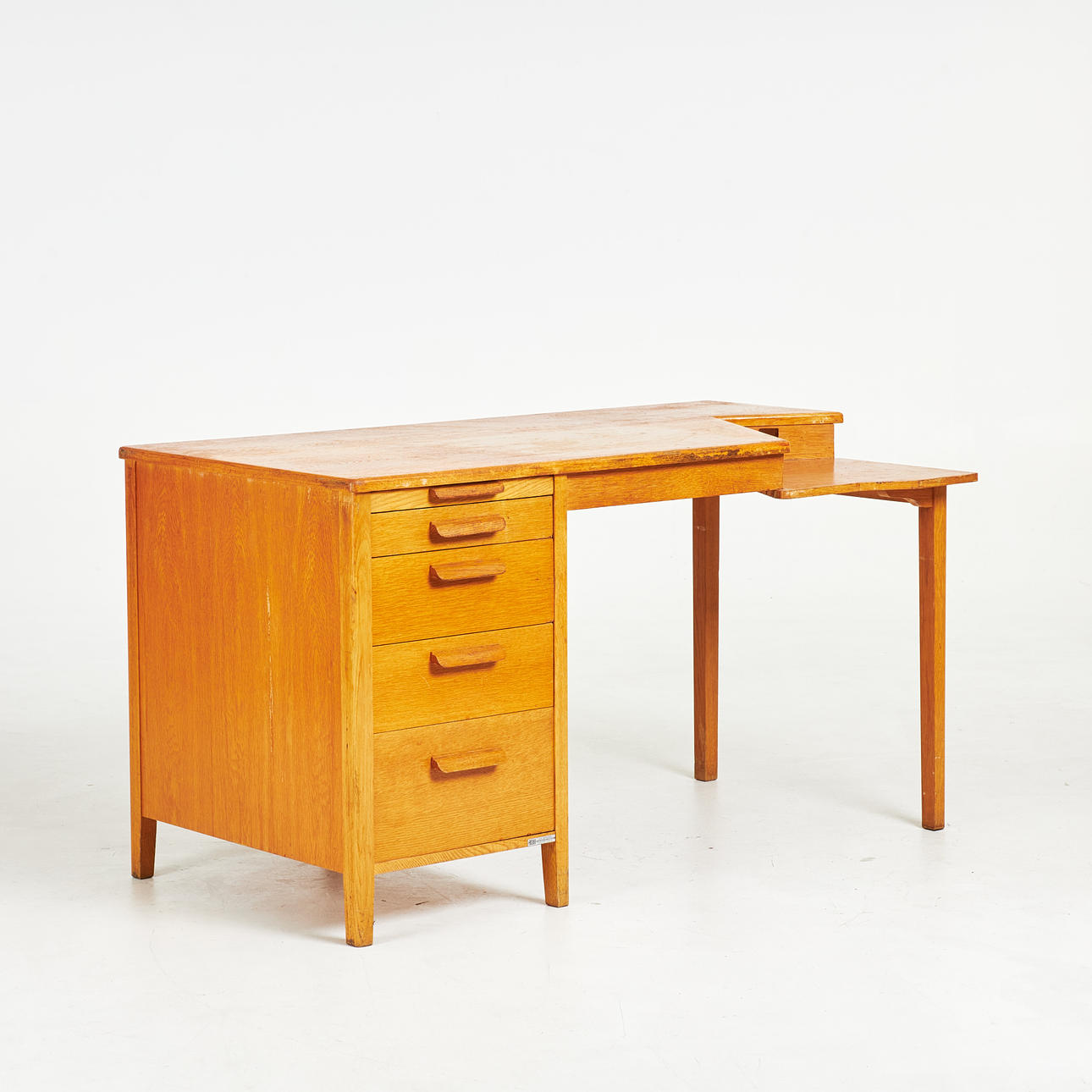 WORK TABLE/DESK, oak, 4 drawers and writing surface, ASKI Svenska Kontorsmöbelindustrier Stockholm.