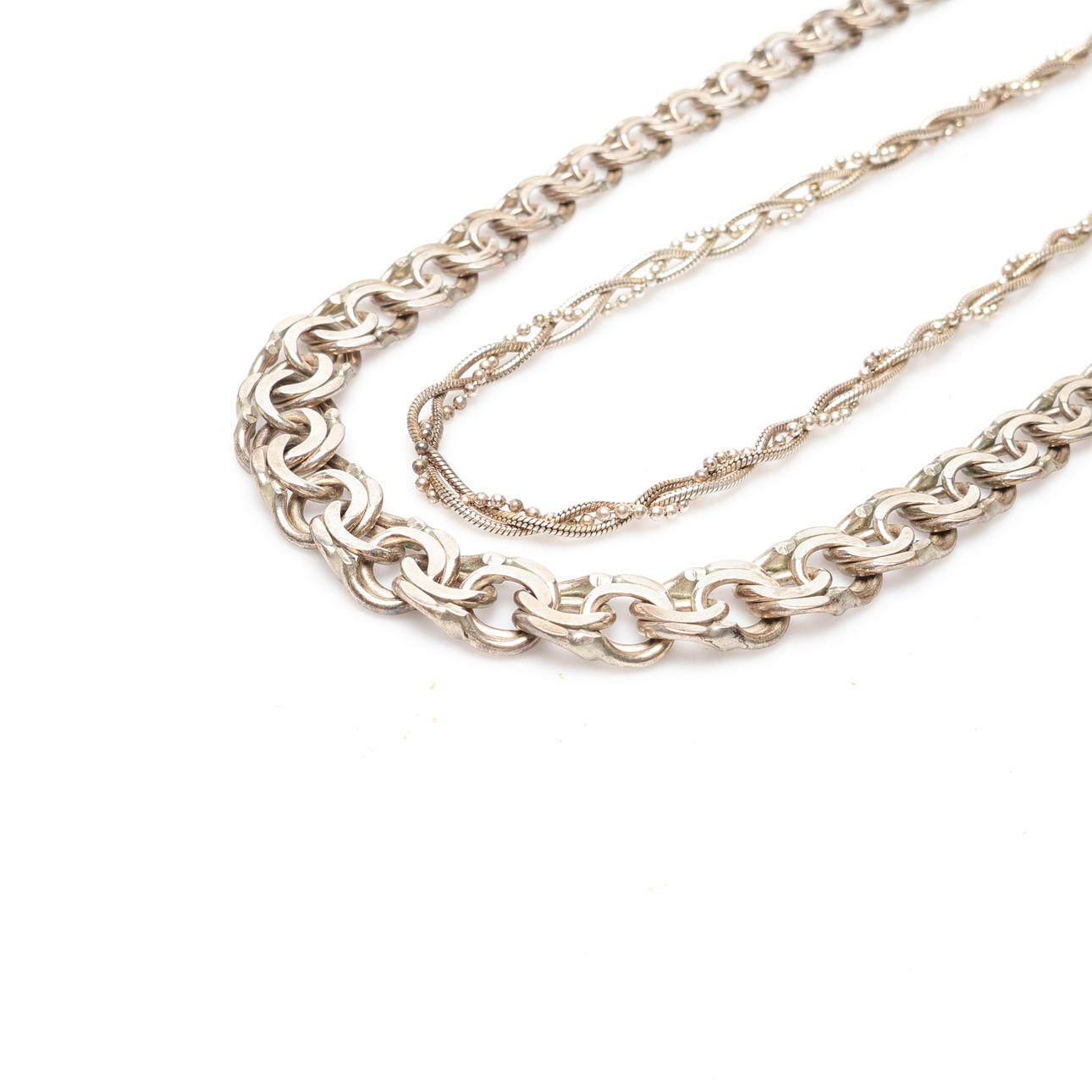 NECKLACE, 2 pcs, silver, weight approx. 45 grams.