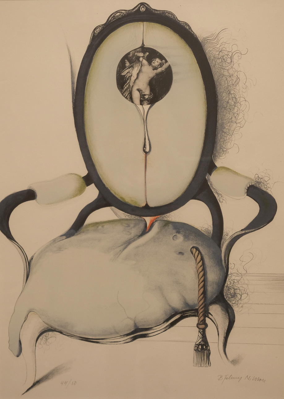 BERT JOHNNY NILSSON. COLOUR LITHOGRAPH, COMPOSITION WITH ARMCHAIR.