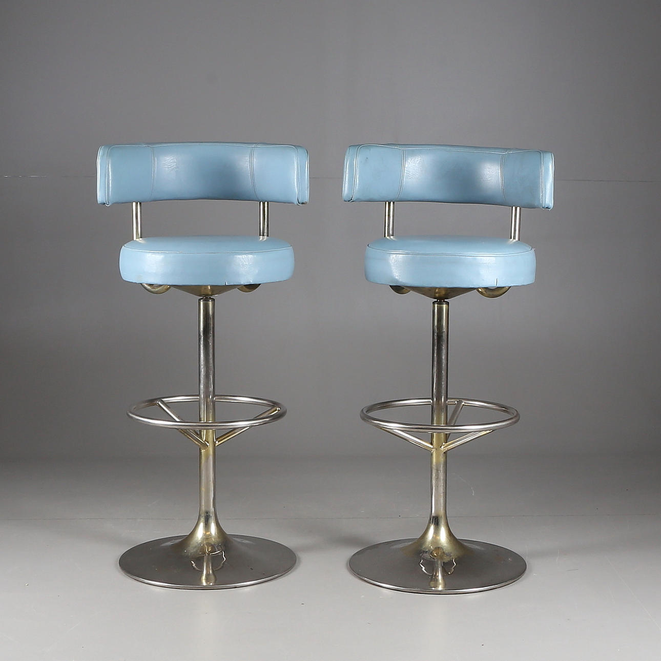 BARSTOLAR, 2 st, läder/metall, Johanson Design, Markaryd,1970-tal.