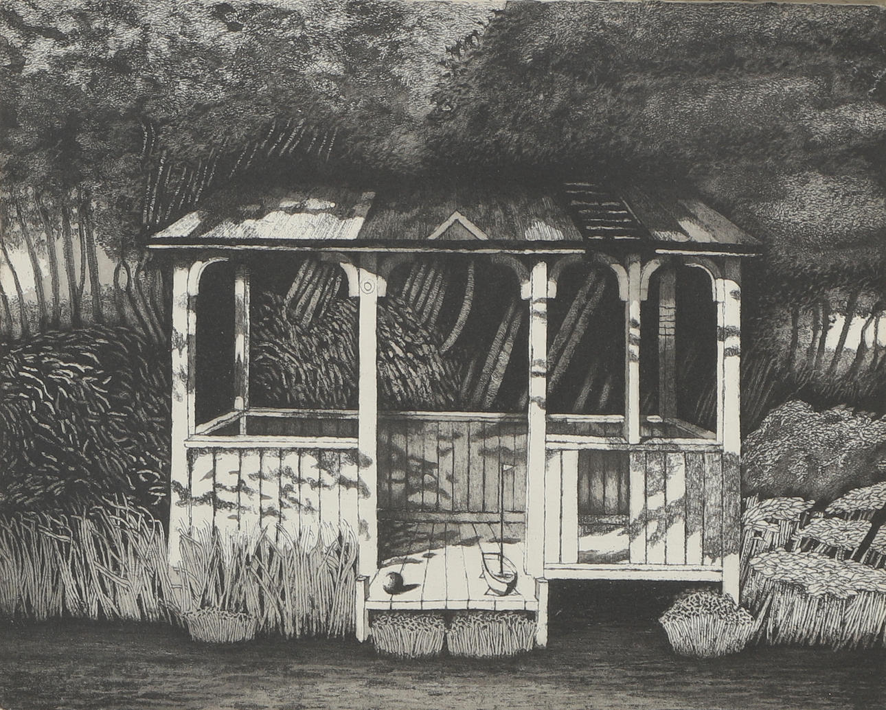 THOMAS FRANZEN. Etching, "Lusthuset III", signed and dated 87, numbered 144/390.