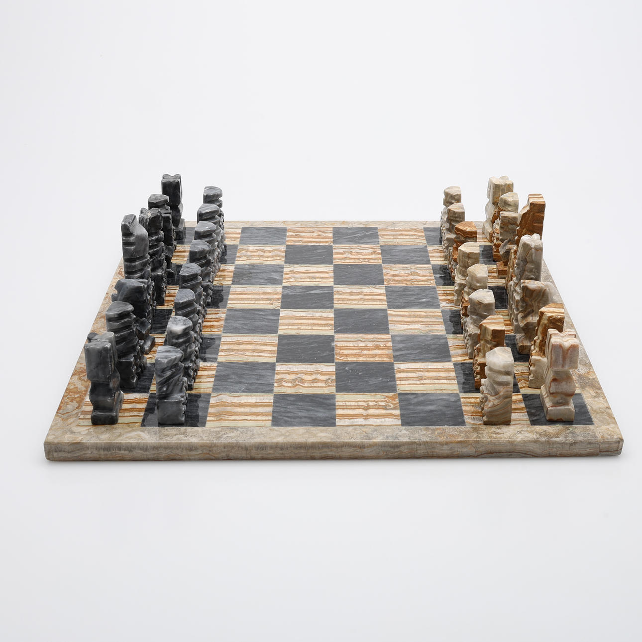 CHESS SET, ONYX AND MARBLE, MEXICO.