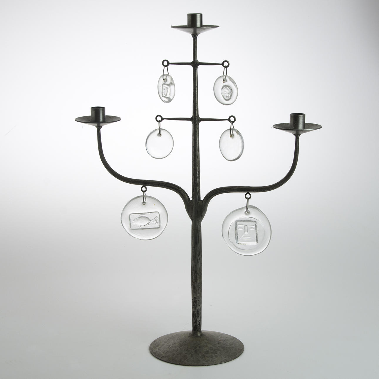 KANDELABER, smide/glas, Erik Höglund.