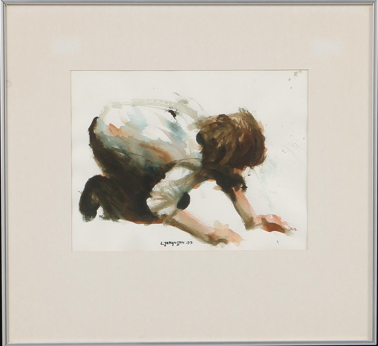 LARS JOHANSSON. Figurmotiv, akvarell, sign o dat -77.
