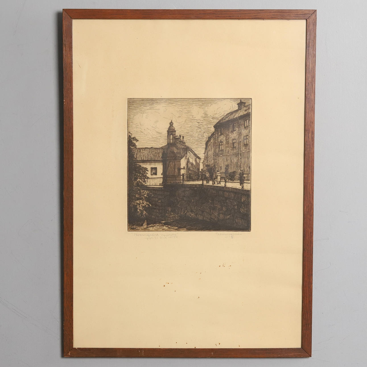 ELLIS WALLIN. Etching, "Kvarngränd Uppsala", signed and dated -15.