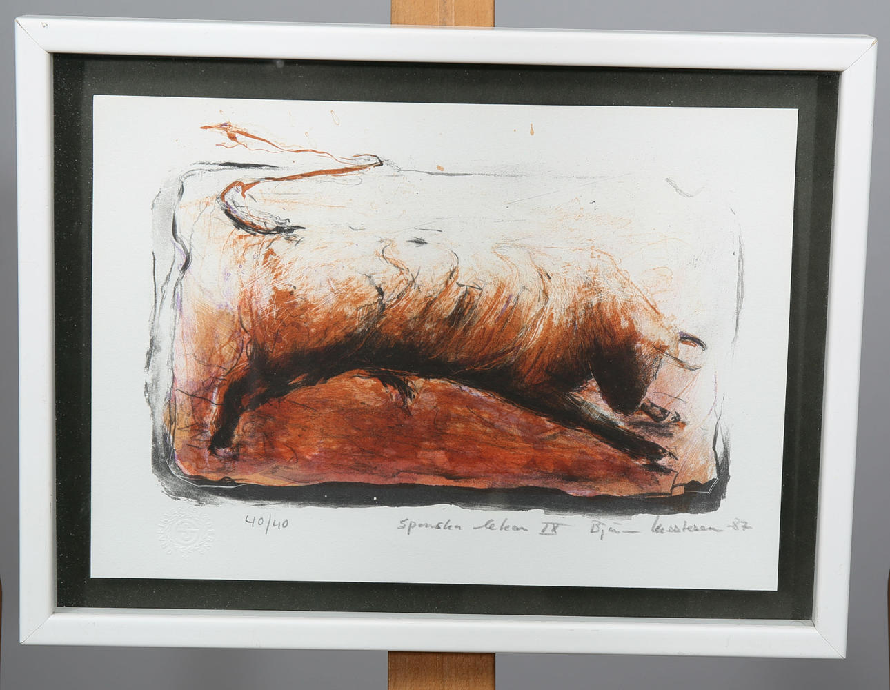 BJÖRN KRESTESEN. Litografi, numrerad 40/40, "Spanska lekar", signerad.