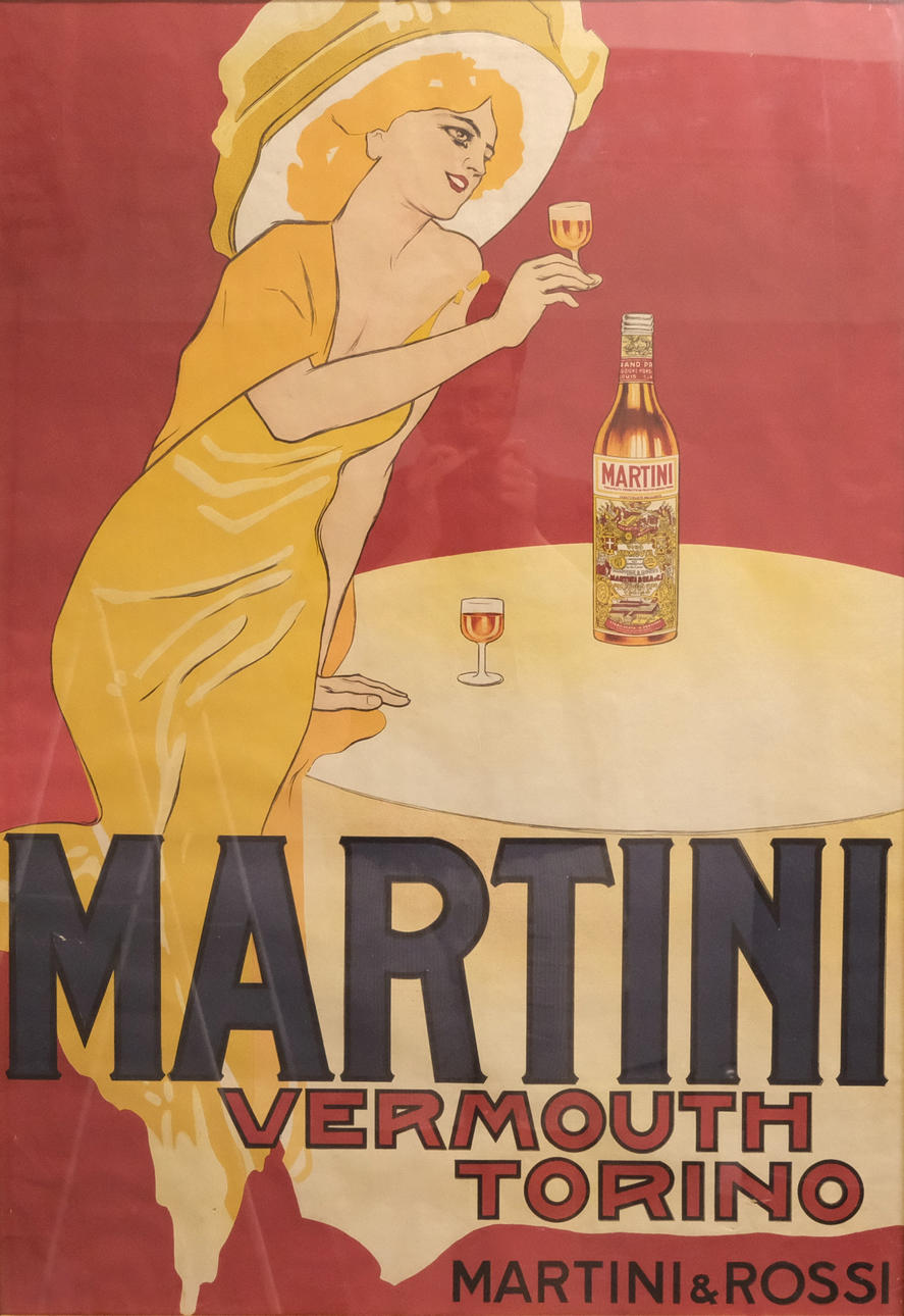 LITHOGRAPHIC ADVERTISING POSTER FOR MARTINI, 1950s.