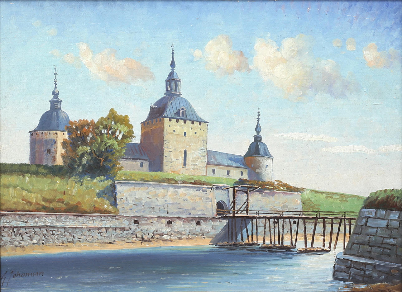 GUNNAR JOHANSSON. Kalmar Slott, oil on panel, unsigned.