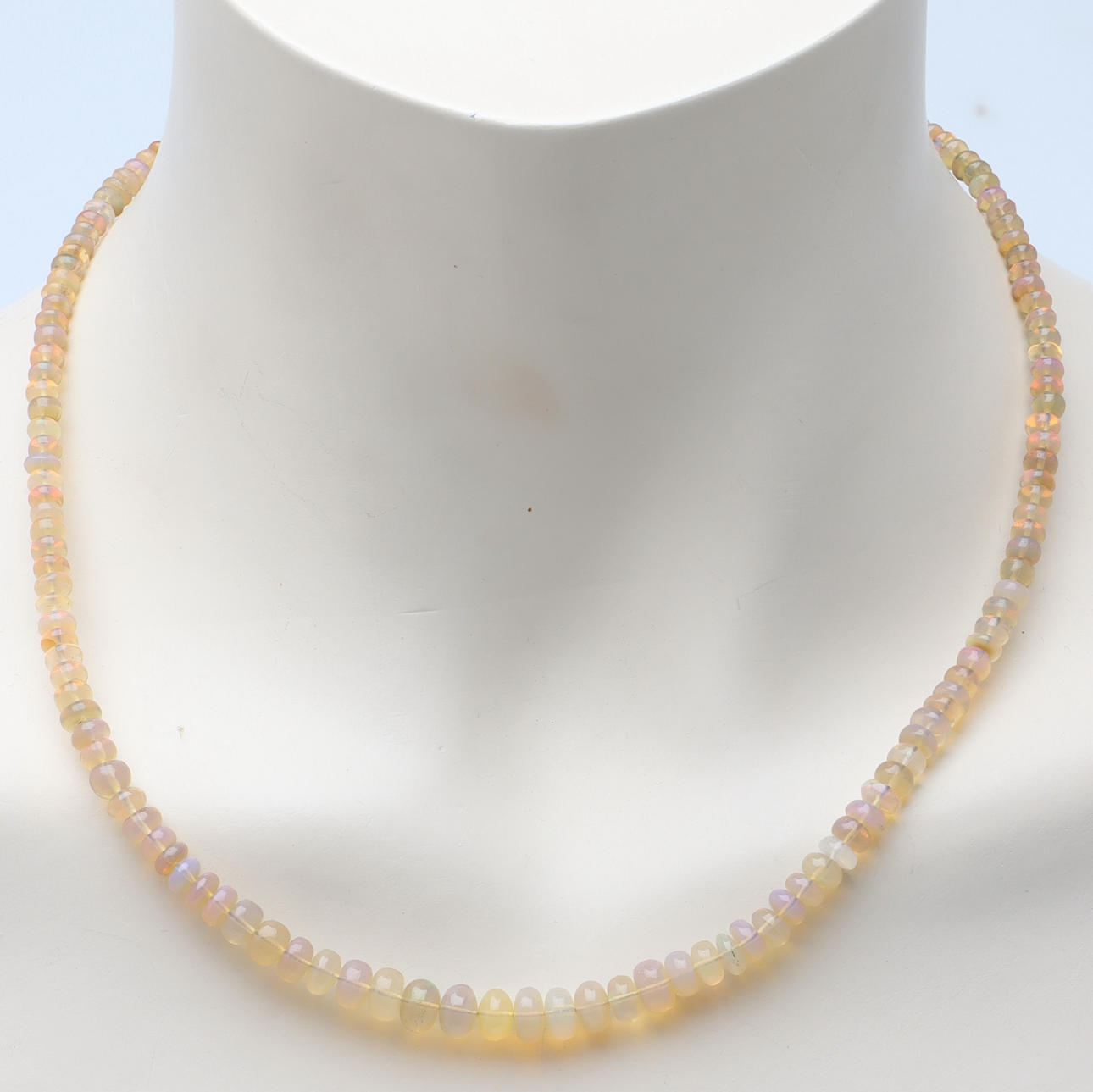 NECKLACE, opals with silver clasp.