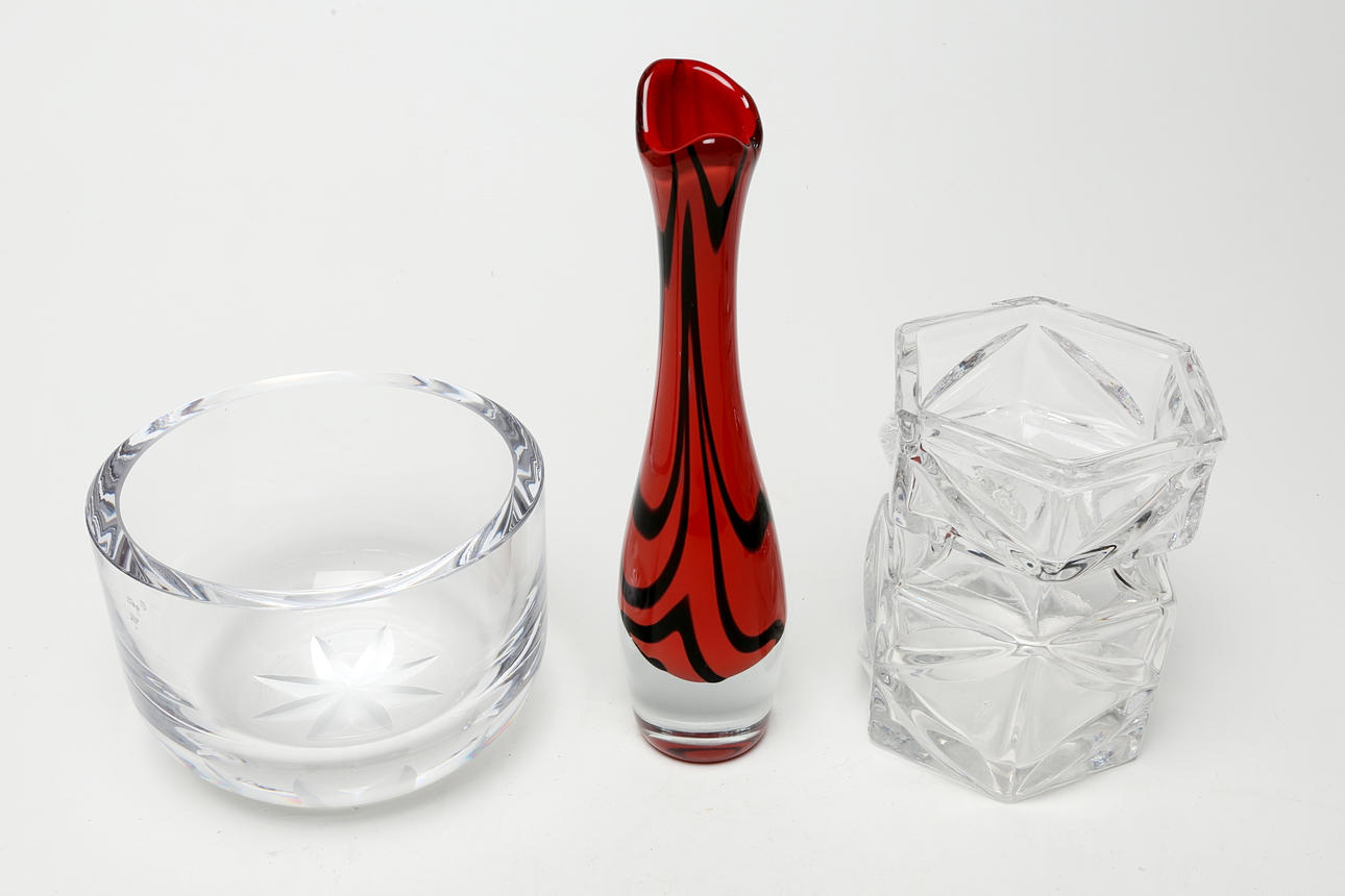 GLASS OBJECTS, 3 pcs Kosta and Boda.
