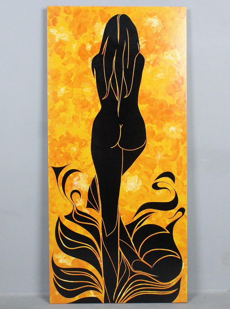 Unknown artist, 'Eclosion', acrylic on wood, signed.