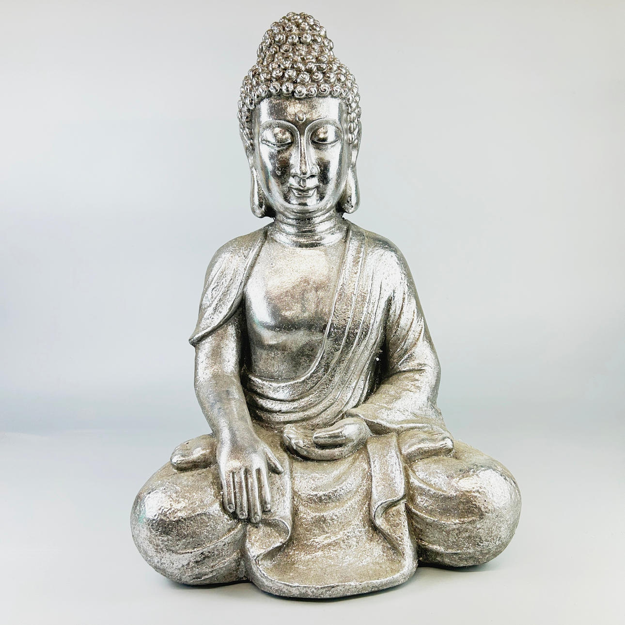 LARGE SILVERED BUDDHA.