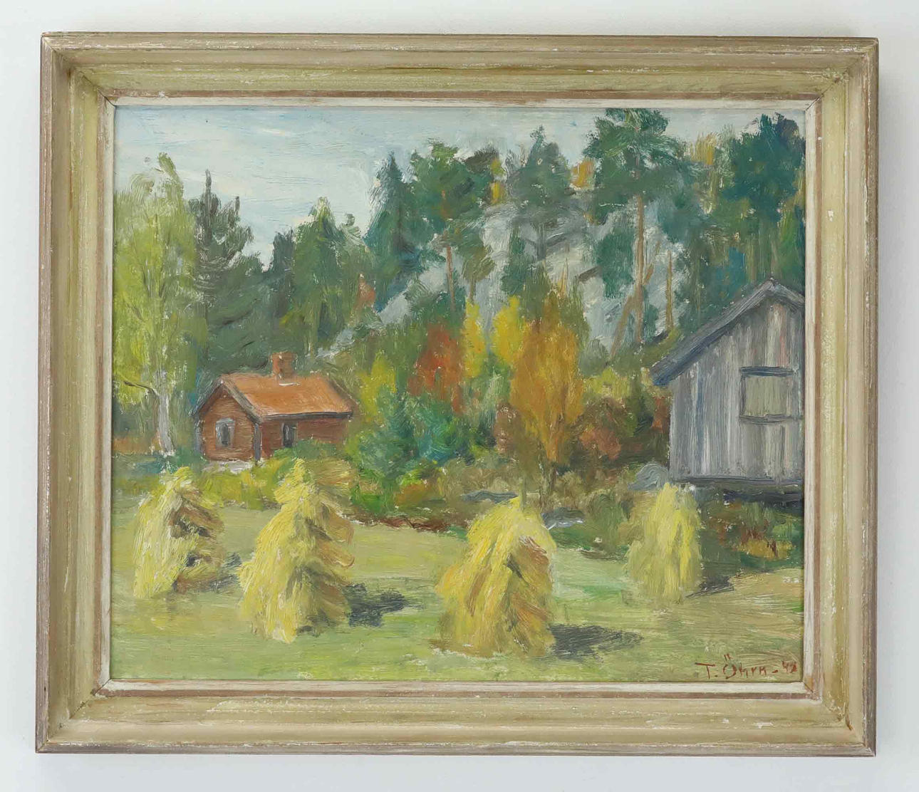 TRYGGVE ÖRN (1919-2017). oil on panel, landscape, signed, dated 45.