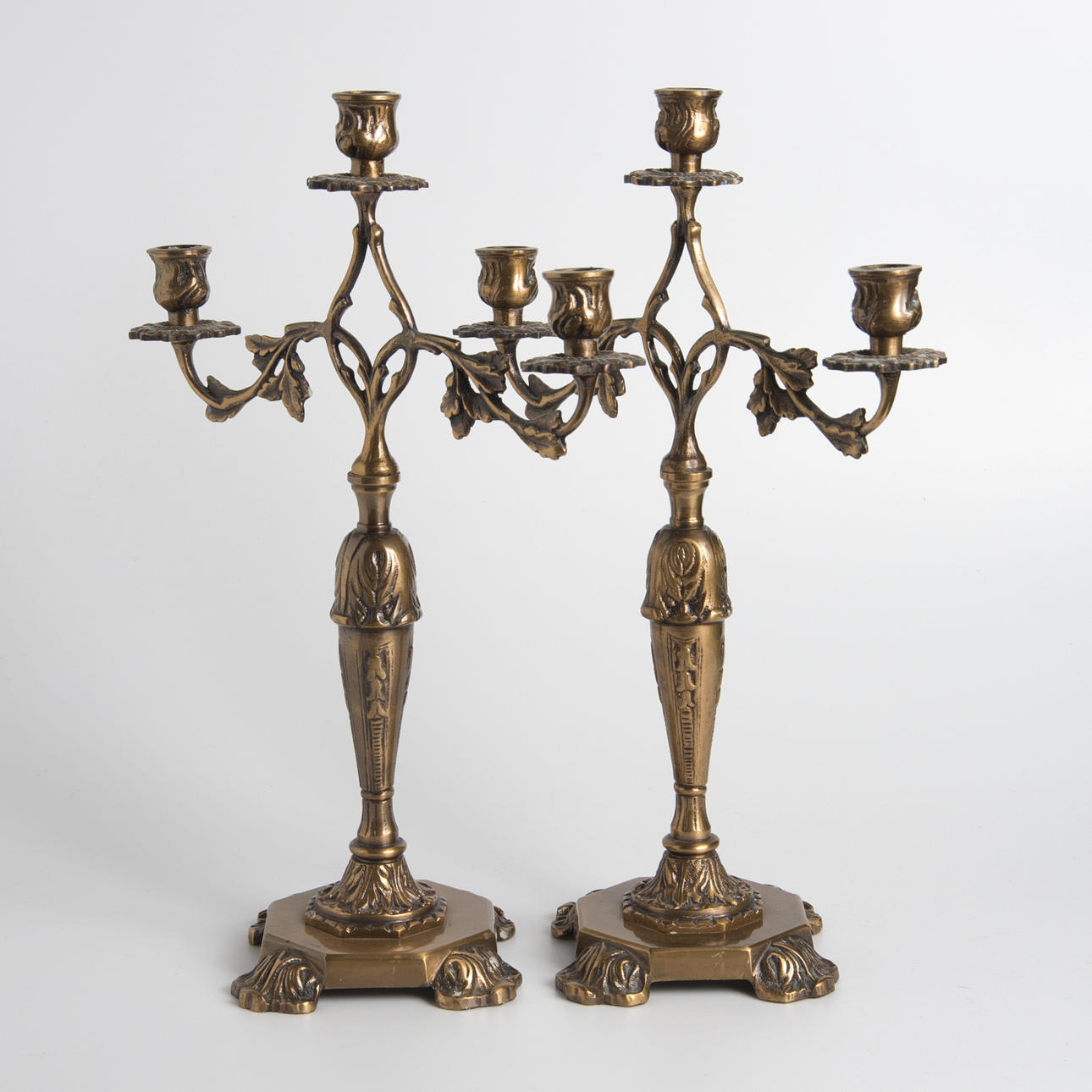 KANDELABRAR, 1 par, koppar.