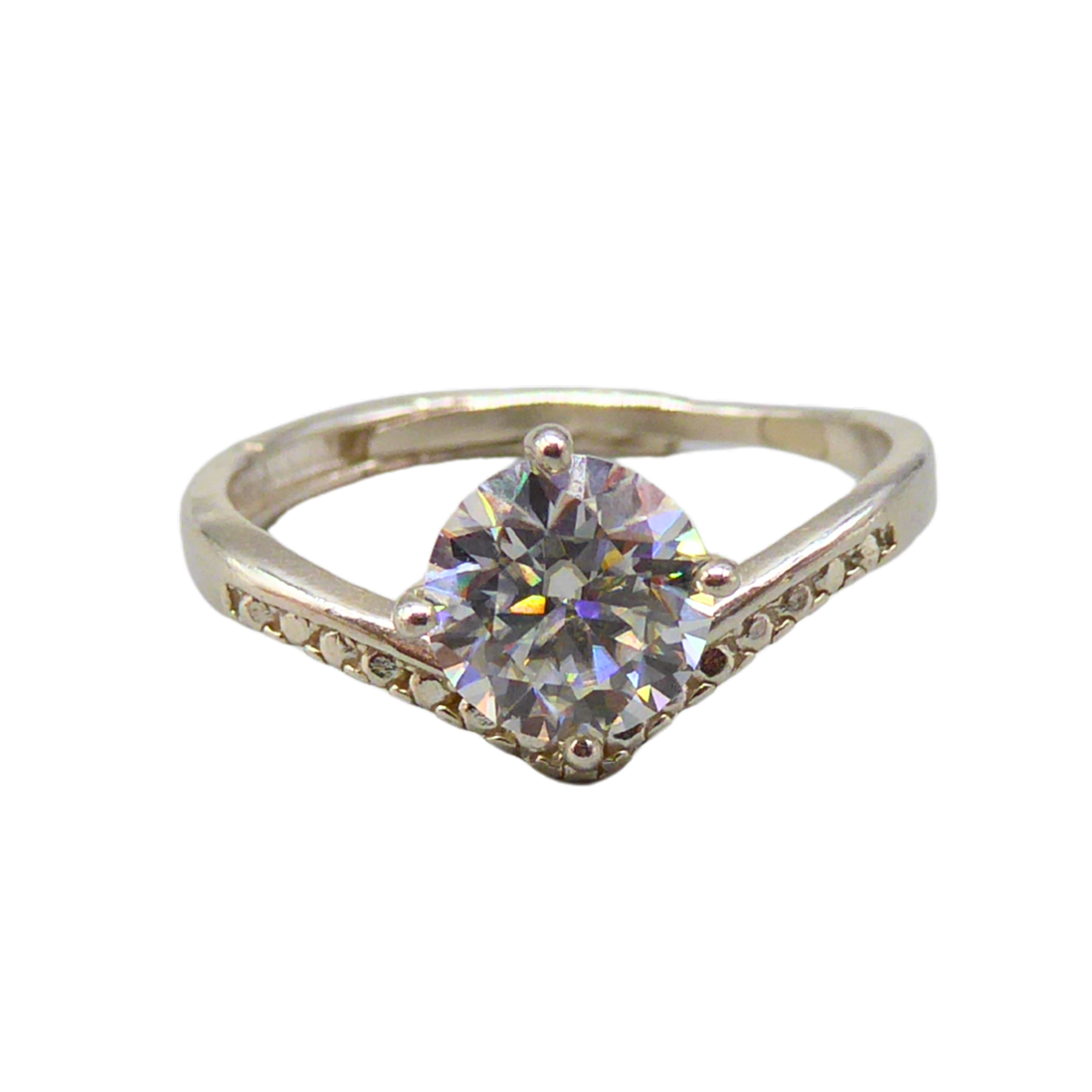 925 STERLING SILVER RING SET WITH A BRILLIANT-CUT MOISSANITE.