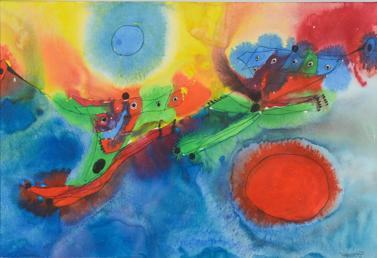OIDENTIFIERAD KONSTNÄR. "Vandring" (Hiking), watercolour, signed "Hans B".