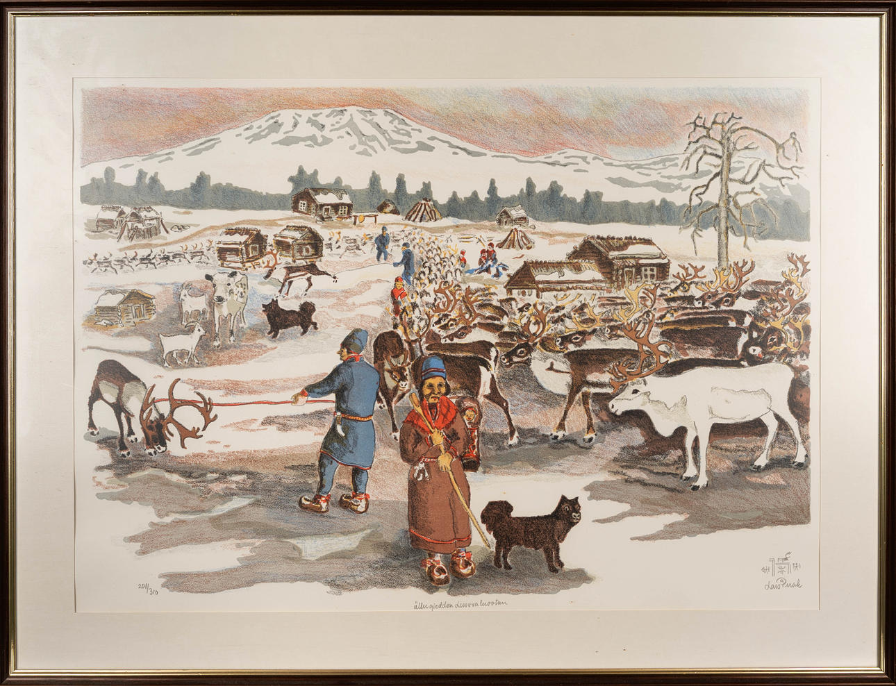 LARS PIRAK. Colour lithograph "Ällu giedden", signed and numbered.