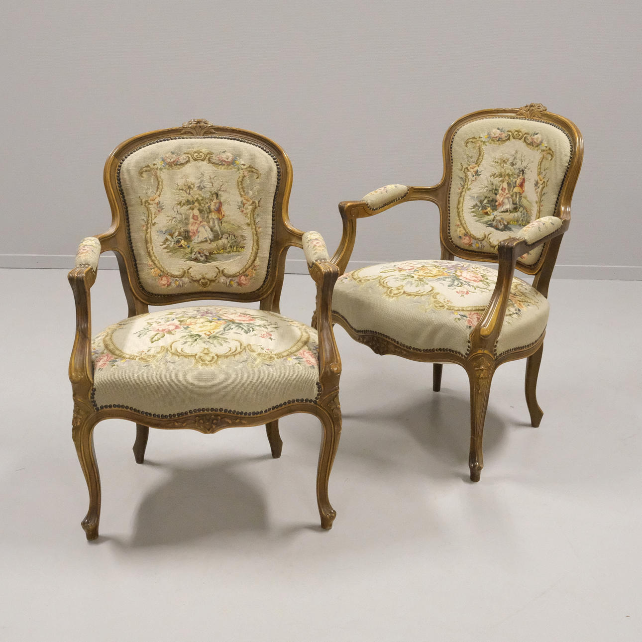 ARMCHAIRS, A PAIR, ROCOCO STYLE.