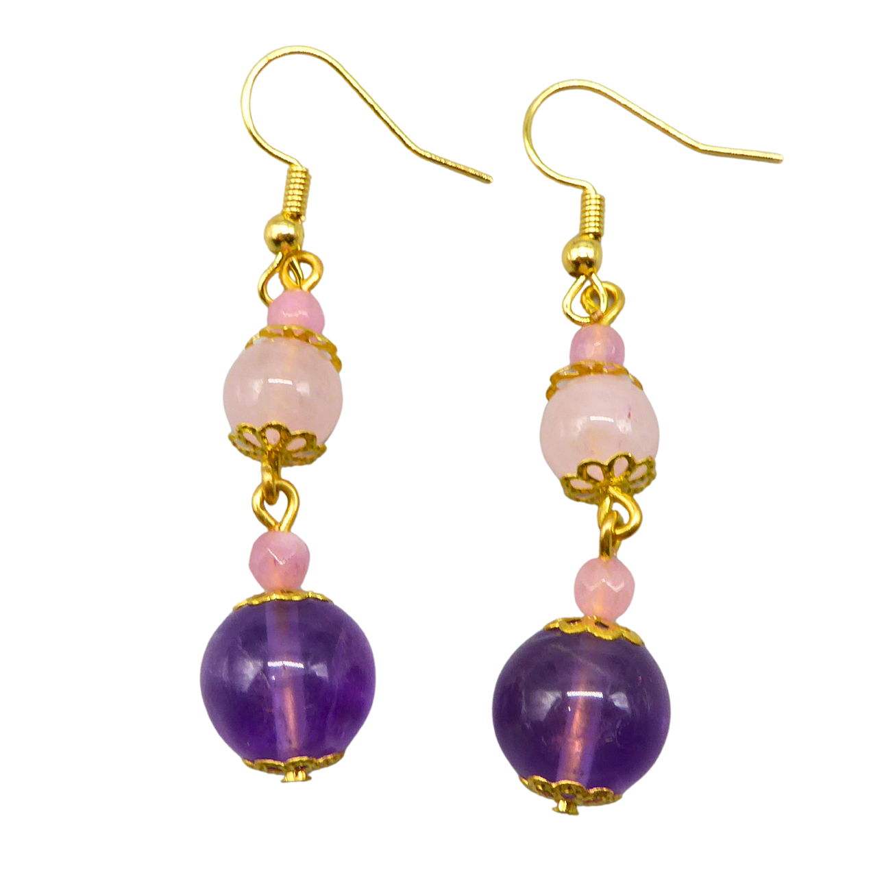 EAR PENDANTS WITH NATURAL GEMSTONES.