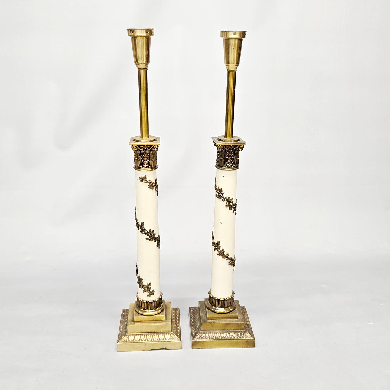 GILT BRASS TABLE LAMPS.