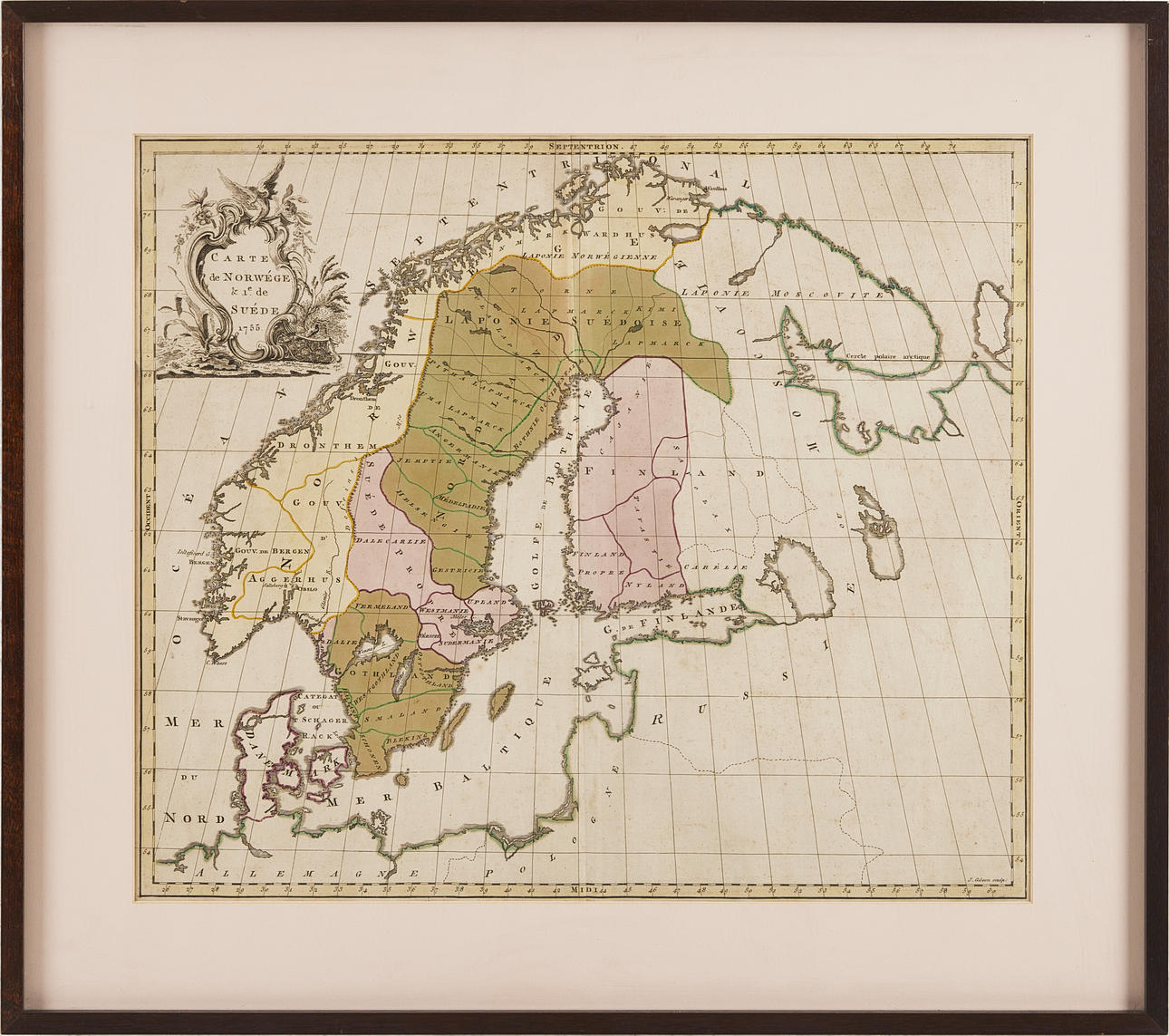MAP. "Carte de Norwége & 1:e de Suéde 1755, John Gibson.