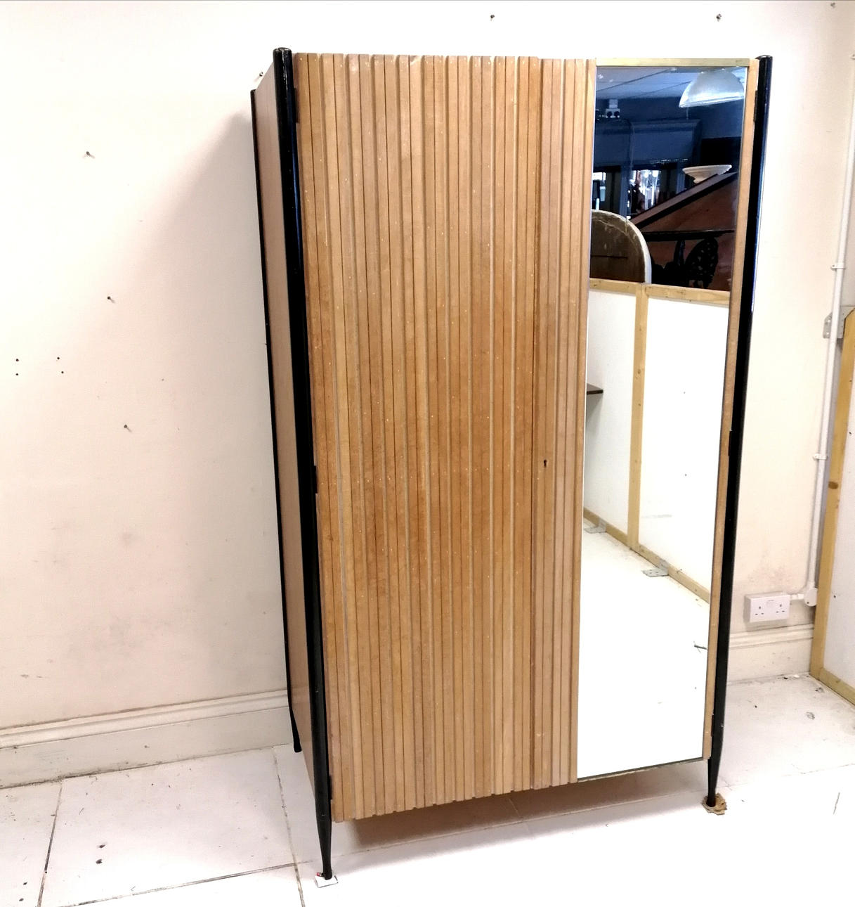 HEALS MID CENTURY 2 DOOR WARDROBE 1 MIRRORED.