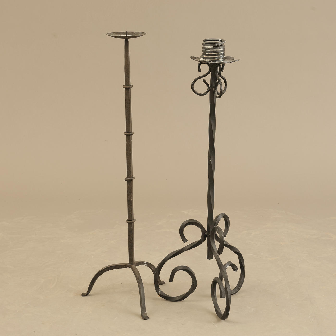 CANDLESTICKS, 2 pieces, wrought iron, contemporary.