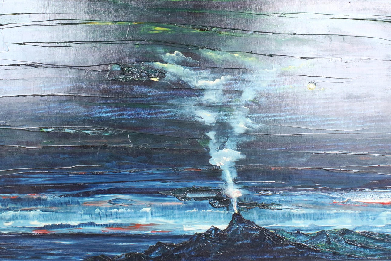 LUDWIG ALTHAUS. Oil on panel, '' Vulkan '' (1962).