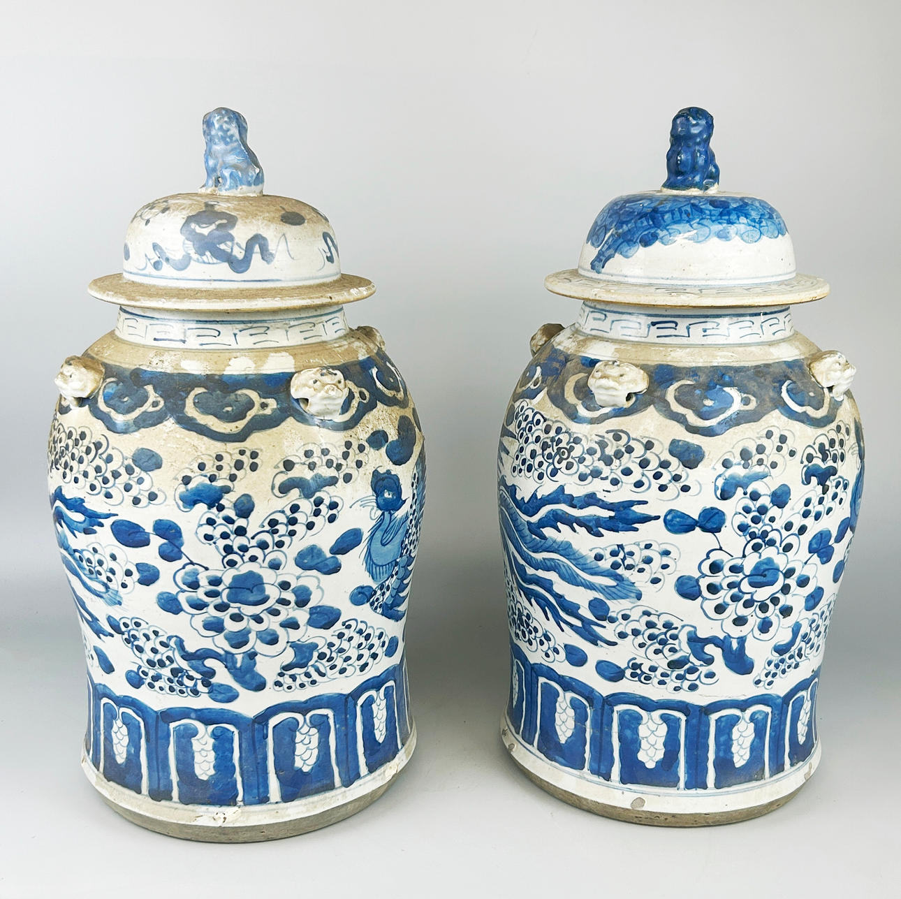 CHINESE BLUE & WHITE GINGER JARS.