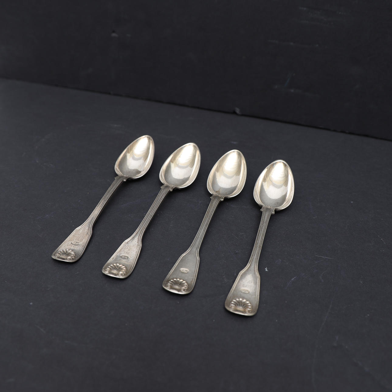 GUSTAF MÖLLENBORG. Dessert spoons, 4 pcs, silver, 1843.