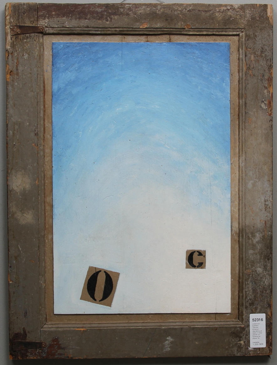 CHRISTIAN BJERING. "Genuine Provence". Oljemålning på trädörr. A tergo påskrift och signering på papper.